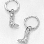 Small Silver Cowboy Boot Earrings Photo 0