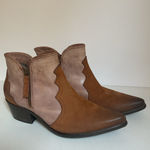 CUOIO Italian Leather Ankle Boots • Brown/Blush Pink • Western Style • 7.5 Photo 1