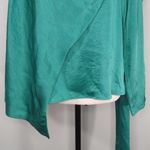 Sally LaPointe Crinkle Satin Scarf Neck Top | SIZE 2 Green Photo 8