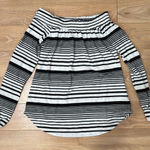 Red Haute  black and white striped off the shoulder shirt size xs Photo 0