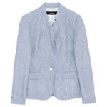 ZARA  Basic Blue and White Pin Stripe Linen Blend Blend Blazer | Medium NWT Photo 0