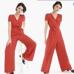 J.Crew Wrap Jumpsuit NO BELT NWT Flaws Short Sleeves Size 0 V-Neck Wide Leg Photo 14