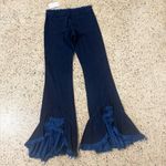 NWT Marquise Almeida denim Navy Blue flare/Raffle jeans with frayed hem Size 25 Photo 1