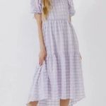 English Factory 💕💕 Tiered Gingham Seersucker Maxi Dress ~ Lavender Medium M NWT Photo 0