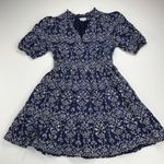 Sugar Lips Rosie Eyelet Floral Split V-Neck Mini Dress Navy Blue-White Size M Photo 6