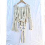 Cult Gaia | CATHERINE SWEATER BEIGE HOODED LOOSE KNIT CROPPED TIE BACK SMALL Photo 13