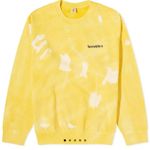Sporty & Rich SERIF LOGO TIE DYE Yellow CREW Sweatshirt Size Small Photo 4