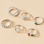 Boutique 6pc Boho Midi Rhinestone Ring Set Photo 1
