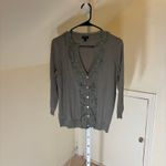 Talbots  EUC Women's Sage Green Ruffle Front Silk Blend Cardigan Sweater Size S Photo 1