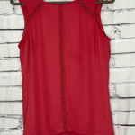 White House | Black Market  Coral Chiffon Sleeveless Blouse Women’s Small Lace Trim Photo 0
