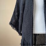 American Eagle AEO | Black Crochet Open Knit Fringe Cardigan Sweater Sz L Photo 1
