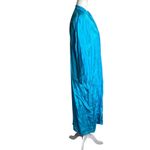 Vintage Kimono Hand Embroidered Medium Teal Blue Pockets Long Sleeve No Belt Photo 5