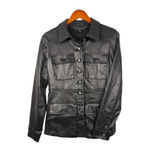 White House | Black Market  Faux Leather Utility Jacket‎ Button Front Small Photo 0