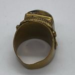 Agate Stone with Brass Metal Ring Gold Photo 4