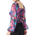 SO  Ruched Front Floral Print Crop Top Photo 1