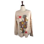 Daydreamer  Free People Top Womens Large Queen Of Hearts Long Sleeve Tee Shirt Photo 1