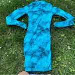 Pretty Little Thing BLUE TIE DYE RIB STITCH DETAIL HIGH NECK LONG SLEEVE CUT OUT BODYCON DRESS Photo 2