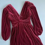 Gianni Bini NWT  Mariah 3/4 Sleeve Plunging V-Neck Burgundy Velvet A-Line Dress Photo 5