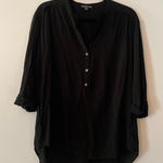 James Perse Women's size 3 / Large Black Flowy 3/4 Sleeve Blouse Lightweight Photo 0