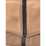 Vince Camuto  Leather Envelope Shoulder Bag Clutch Tan Black Gold Chain Photo 4