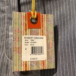 Robert Graham  Tess Pinstripe Cotton Pants, Blue Grey, size 4 Photo 3