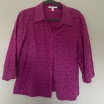 JM Collection Purple Button up Womens Size 12 Eyelet Floral Office Business Fall Photo 1