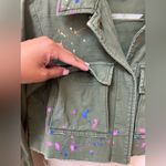 Pilcro  x Anthro Cropped Paint Splatter Utility Army Green Jacket Size XS Photo 4