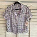 Joyspun Lavender‎ Plaid Button Up Pajama Top Size Small Purple Photo 0