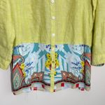 John Mark Tunic Dress Small Linen Blend Long Roll Tab Sleeve Graphic Back Photo 4