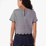 Kate Spade Jazzy Gingham Scallop Ponte Top (Sz XL) Black & White Check NWT Photo 4