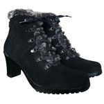 Sporto  Daria Black Suede Faux Fur Lined Heeled Lace Up Winter Boots Size 8 1/2 Photo 0
