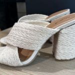 Qupid  Natural Jute Criss-Cross Strap Block Heels Mule Shoes Sandals Size 8.5 Photo 3