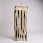 MIOU MUSE ANA STRIPED PATTERN CROCHET KNITTED LONG SKIRT Tan Photo 1