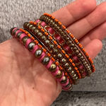 Colorful Beaded Bracelet Bangle Set Pink Photo 0