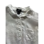 Jones New York Jones & Co White Linen Popover Shirt with Tab Sleeves Photo 6