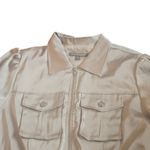 Kate & Mallory Beige Jacket Womens Medium Ruffle Sleeve Zip Up Collared Photo 2