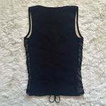 Bruno Manetti Top Sleeveless Tank Ruched Lace Up Front Black IT 44 Sz M Size M Photo 2