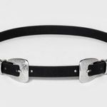 Wild Fable Silver Western Double Buckle Black Belt Photo 0