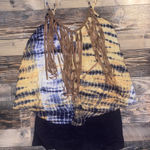 Judith March  Blue and Tan short romper with fringes Photo 0