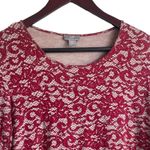 J Jill Top Women XS Rust Tan Crew Neck Long Line Tunic Lace Print Rayon Stretch Red Photo 8