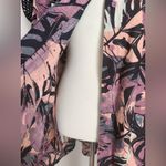 Noen Palm Leaf Button Up Long Sleeve Shirt Dress, Pockets XS Black Photo 2