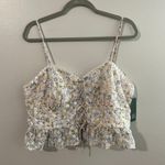 Wild Fable Women's Peach Floral Eyelet Ruffle Sleeveless Corset Crop Top Size XL Photo 2