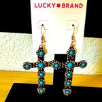 Lucky Brand  Silver and Blue Cross Earrings Photo 2