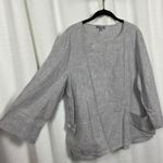 Habitat Gray Linen&Cotton 3/4 Sleeve Boxy Top Sz.L Photo 5