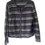 Eagle's Eye Vintage 90s Large 100% Wool Blue Striped‎ Grunge Full Zip Sweater Photo 0