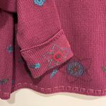 VTG J. Jill Sweater Purple Maroon V Neck Floral Embroidered Cotton Petite Small Size undefined Photo 4