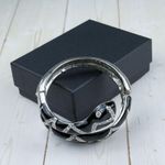 Coiled Snake Black Silver Enamel Cabochon Cuff Bracelet Goth Serpent Photo 6