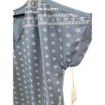 New Tru Self Geometric Boho Dusty Blue Top‎ Cuffed Plus Size 3X Casual Woven Photo 1