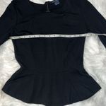 French Connection  Black Long Sleeve Peplum Top Size Medium Photo 4