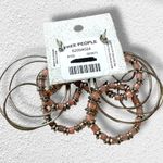 Free People Racer Moonstone Beaded Hoops in Blush Pink Silver 70s 80s Retro NWT Photo 4